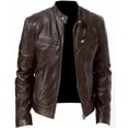 thumbnail image 2 of Chaqueta de piel sintética con cuello alto para hombre en estilo de traje de negocios y ajuste ceñido., 2 of 3