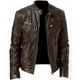 thumbnail image 3 of Chaqueta de piel sintética con cuello alto para hombre en estilo de traje de negocios y ajuste ceñido., 3 of 3