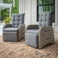 thumbnail image 2 of Flash Furniture Set of 2 Indoor/Outdoor Patio Wicker Rattan Recliner Lounge Chairs with Flip up Side Tables, Gray, 2 of 17