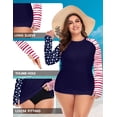 thumbnail image 4 of TIYOMI Plus Size 5X Swimsuit Shirts For Women UPF 50+ Sun Protection July 4th Rash Guard Tops American Flag Long Sleeve Pullover Surfing Swim Workout Tops 5XL 26W 28W, 4 of 5