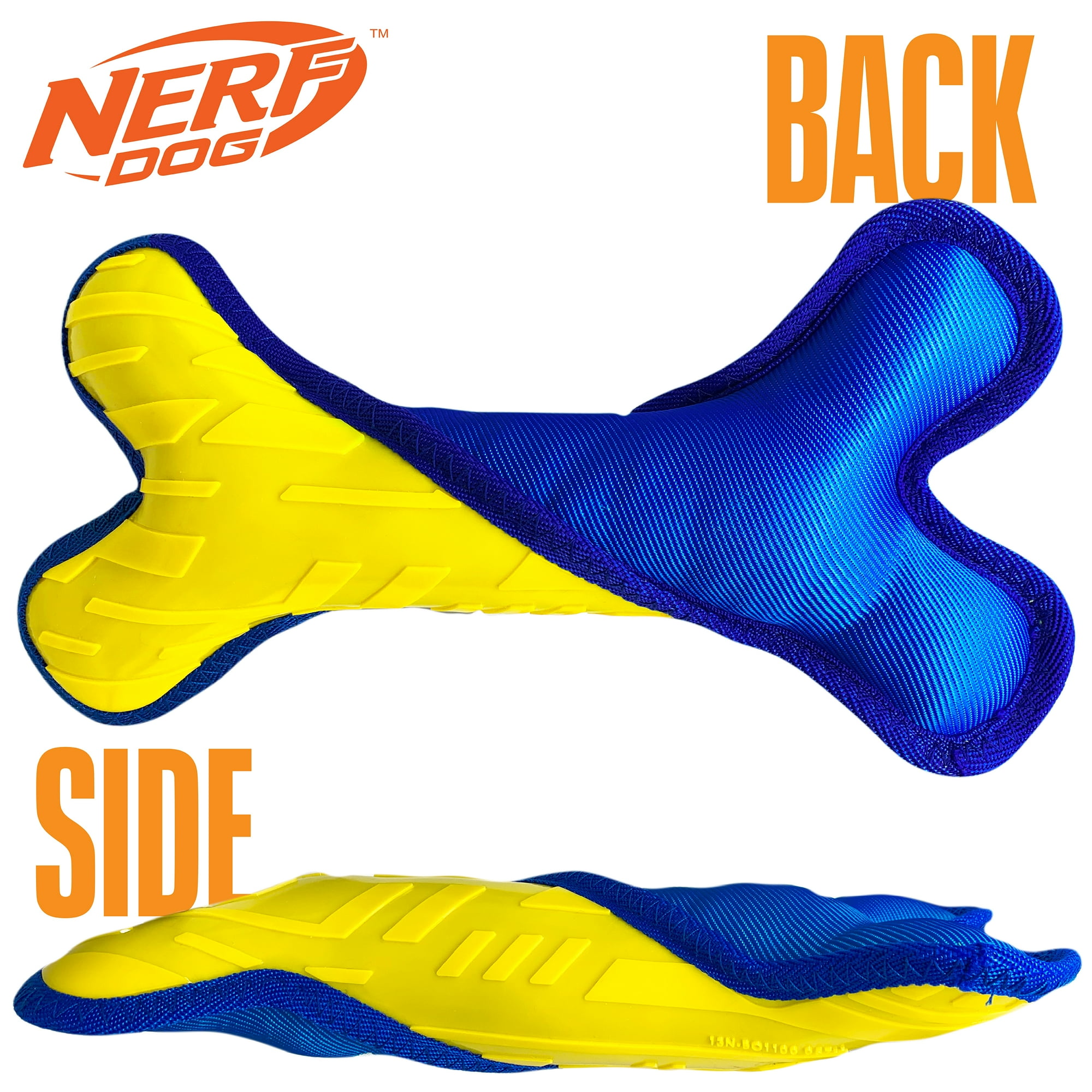 Nerf Dog Solid Tuff Nylon Rubber Bone Dog Toy, 11 inch