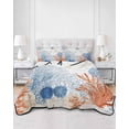 thumbnail image 2 of Quilts Twin Size Bedding Set, Orange Navy Blue Coral Lightweight Quilted Comforter, Summer Beach Coastal Ocean Soft Reversible Bedspread Coverlet with Pillow Covers for All Season, 68" x 86", 2 of 7