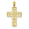 14k Yellow Gold Filigree Mirror Cross Pendant
