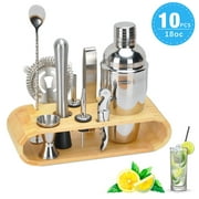 Lychee 10 Pieces Cocktail Shaker Stainless Steel Bartender Set Professional Drink Making Tools for Christmas, Party & Festival(550Ml)