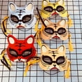 thumbnail image 4 of Máscara japonesa de media cara pintada a mano, máscara de zorro y gato, Anime, Demon Slayer, mascarada, accesorio de Cosplay para Festival de Halloween, 4 of 4