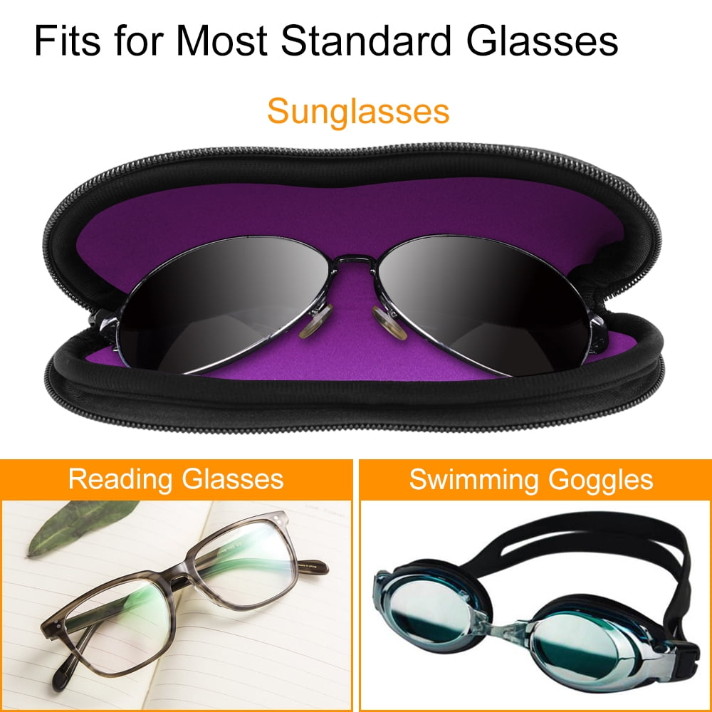 Plastic Carabiner Hook FF1 Zipper Shell Sunglasses Glasses Case with Belt Loop Clip