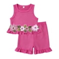 thumbnail image 4 of Xyant Toddler Baby Girl Clothes Knit Floral Fly Sleeve Tops Shorts Cute Summer Spring Outfits Infant Baby Girl Clothing Set (Hot Pink,12-18 Months), 4 of 7