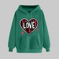 thumbnail image 2 of YOIAVAIOY Valentine Gift Graphic Hoodie for Women Printed Drop Shoulder Hooded Fleece Sweatshirt Winter Warm Casual Cute Pullover Army Green S, 2 of 6