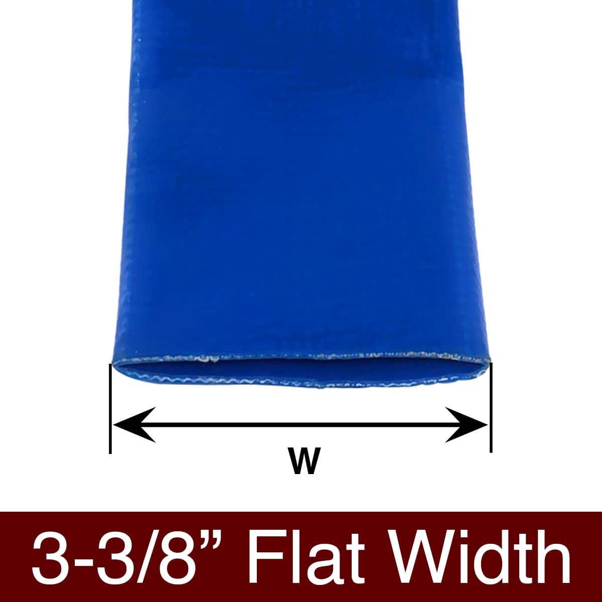 Gloxco 2" x 50′ Blue Lay Flat PVC Discharge Hose Assembly with Aluminum Pin Lug Fittings