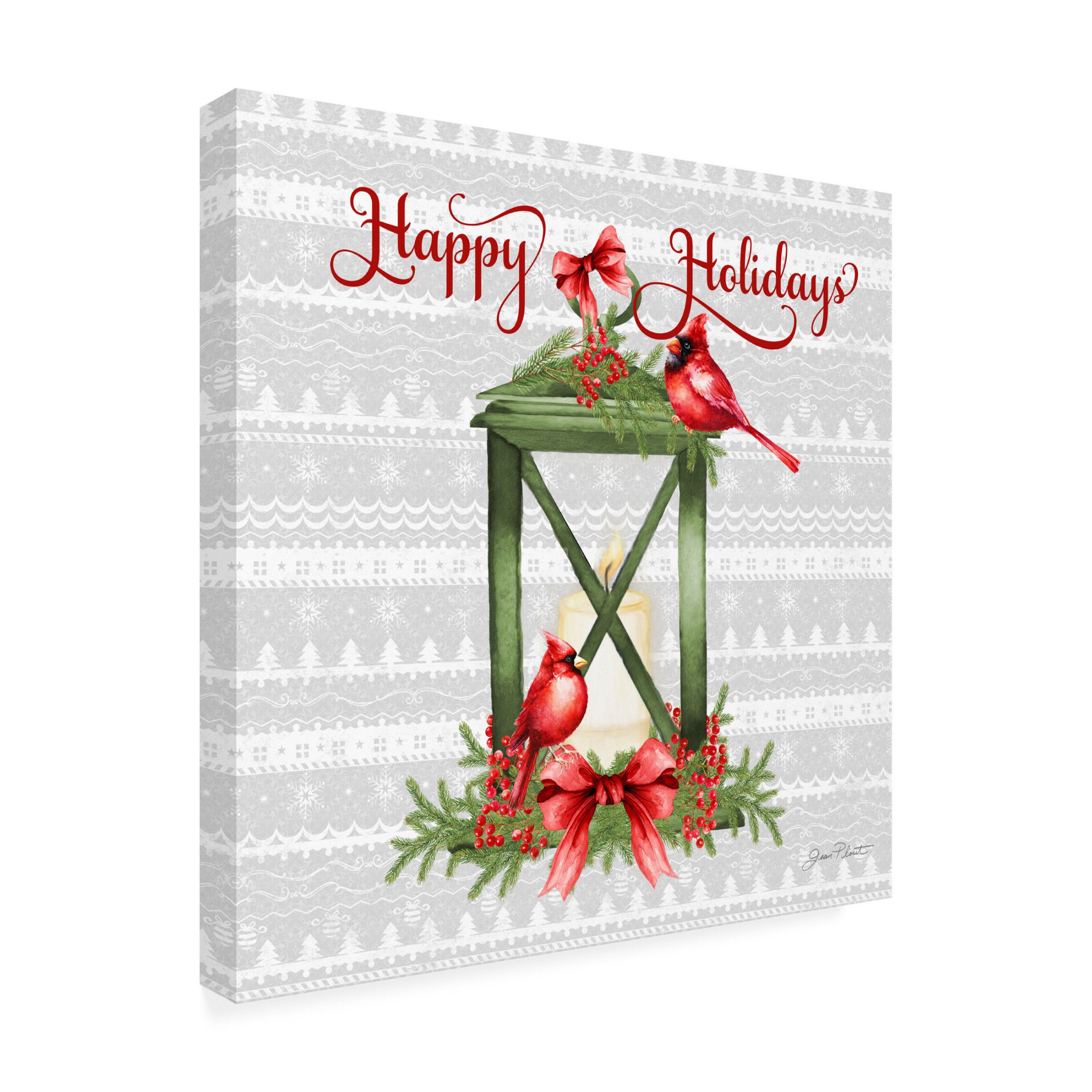 Canvas Wall Art - Jean Plout 'Red Cardinal Christmas Beauty C' Wall Art for Living Room, Bedroom, or Office Décor by Trademark Fine Art - 35 x 35 Inches