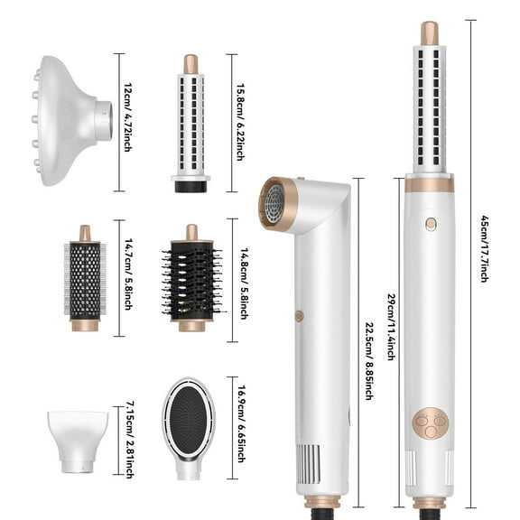 6-in-1 Hot Air Styler Kit with Interchangeable Barrels and Brushes, Complete Hair Dryer Brush Set for Curling, Volumizing, Smoothing, and Drying, All-in-One Hair Styling Tool for All Hair Types