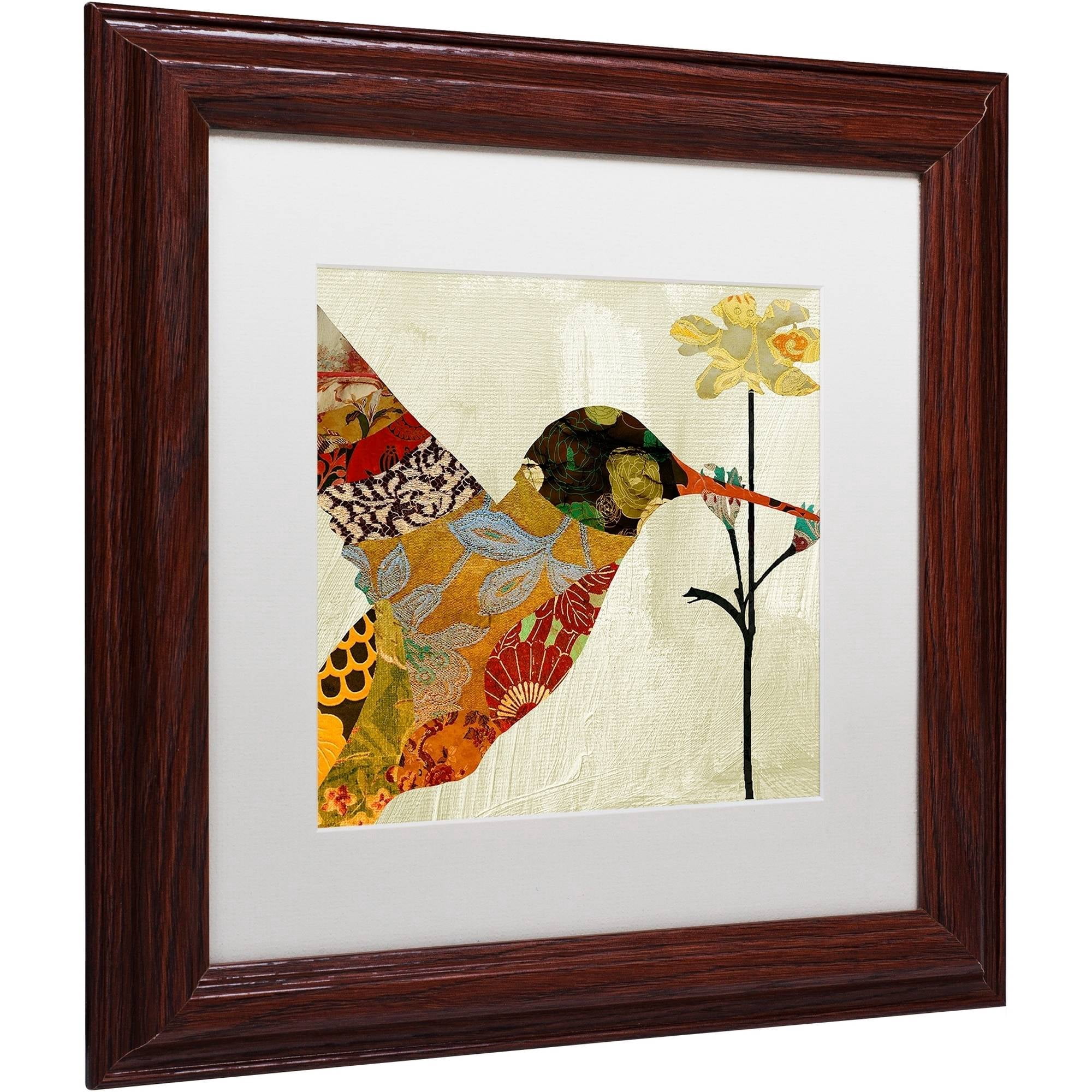 Trademark Fine Art "Hummingbird Brocade III" Canvas Art by Color Bakery White Matte, Wood Frame