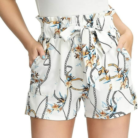 

NILLLY Shorts for Women Fashion Womens Elastic Waist Soft Shorts Pockets Casual Pajama Shorts Womens Pants White / M