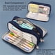 thumbnail image 5 of Estuche para lápices Meskcv de Gran capacidad 3 compartimentos bolsa de cosméticos azul, 5 of 5