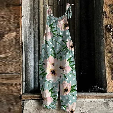 

Rompers for women New Summer Leisure Floral Casual Loose High Waist Women s Style Dome Vintage Jumpsuit Fragarn