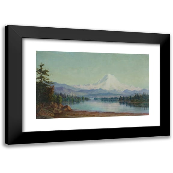Grafton Tyler Brown 14x10 Black Modern Framed Museum Art Print Titled - Mt. Tacoma from Lake Washington (1887)