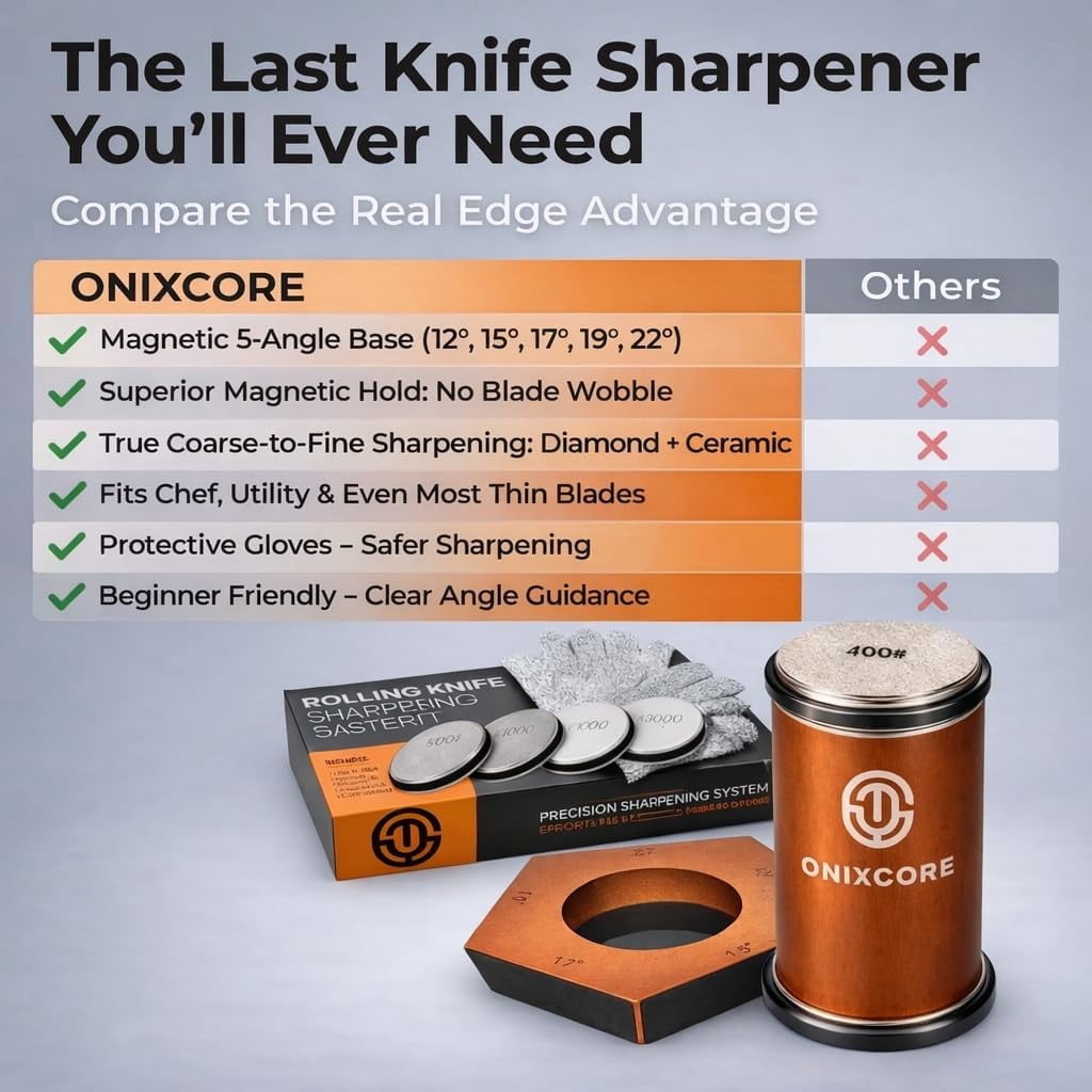 Rolling Knife Sharpener Kit with Magnetic Base, 5-Angle Settings, 4  Ceramic Discs & Cut-Resistant Gloves for Kitchen Chef Pocket Knives