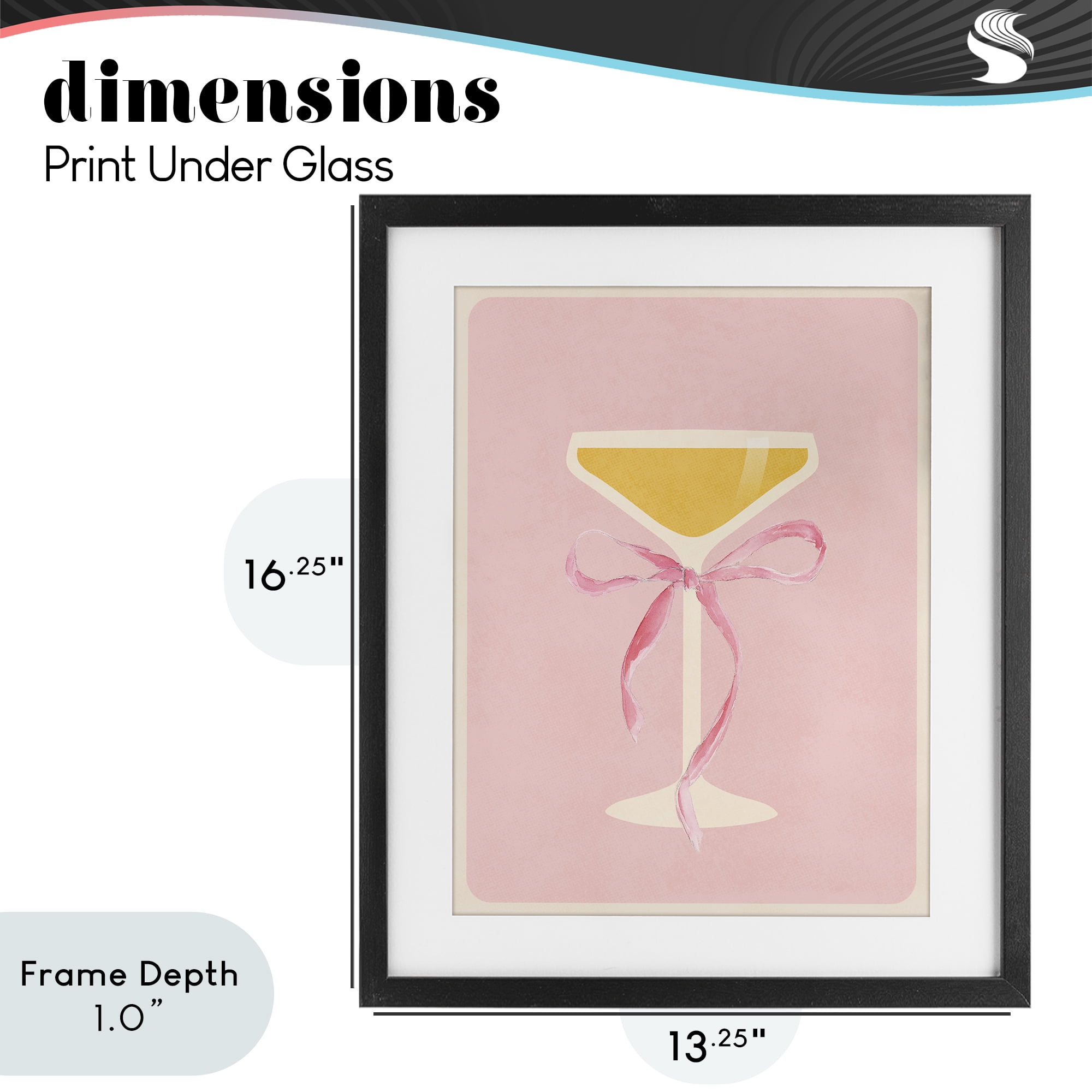 Stupell Industries Champagne Party Glass Black Framed Print Under Glass, design by Lucille Price