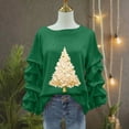 thumbnail image 5 of ClodeEU Women's Sweatshirt With Christmas Tree Print ,Ruffle Long Sleeve Round Neck Loose Fit Pullover Tops Green,Womens Plus XL, 5 of 5