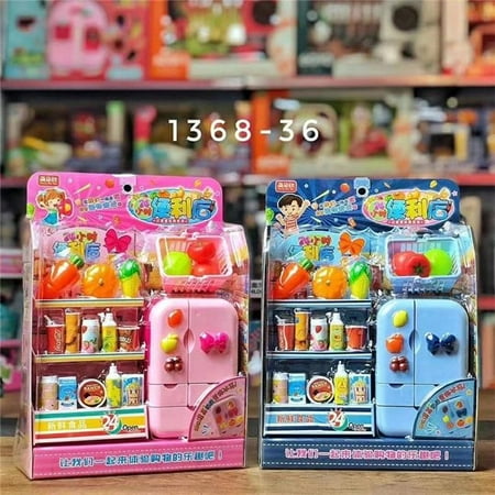 UNO1RC NM58668 Toy Simulation Store Mini Refrigerator Washing Machine Plastic Child Toy Pretend Play Food Shopping Kitchen Toys for Girls