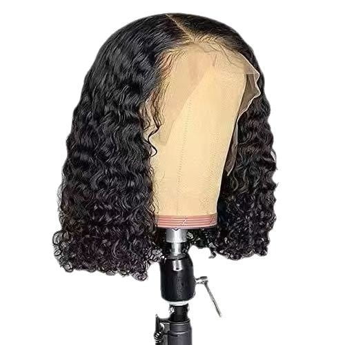 European and American women's small roll synthetic short wig black fluffy natural fashion front lace full head cover Wigs