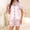 Pink, variant on BaoFuBaoMei Button up Satin Pajamas Women Collared Short Sleeve Top and Shorts Sleepwear 2 Piece Striped Comfy Lounge Set