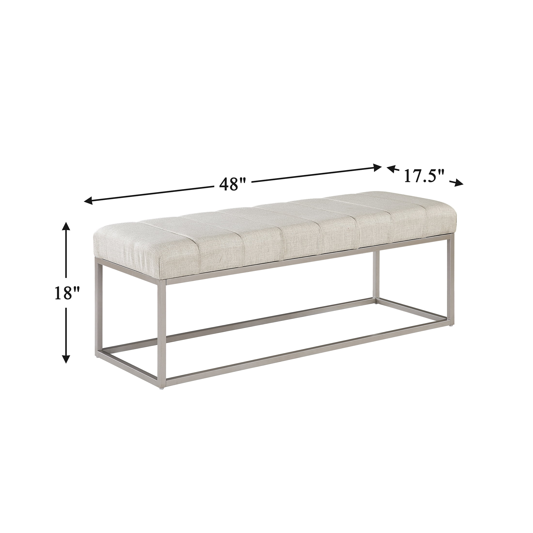 OakvillePark Avelith Metal Frame Textured Fabric Bench, Beige
