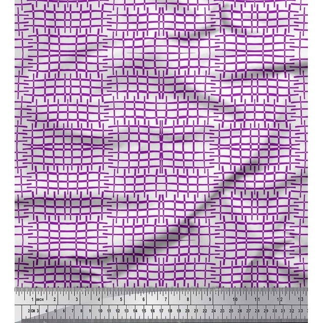 Soimoi Moss Georgette Fabric Check & Geometric Print Sewing Fabric Yard 42 Inch Wide