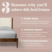 DG Casa Reign Queen Size Boucle Headboard Solid Wood Walnut Mid Century Modern Bed