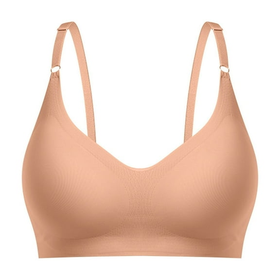 Arlun,Wireless Seamless Bras for Women No Underwire Comfort Sports Bra Thin Breathable Adjustable Straps Smooth Seamless Removable Pullover Bralettes for Old Women Khaki XL