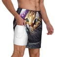 thumbnail image 2 of Balery Astronaut Cat Mens Swim Trunks Swim Shorts for Men Quick Dry Inseam Beach Shorts with Compression Liner Pocket-3X-Large, 2 of 9