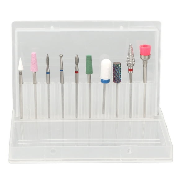 Brocas para cabezales de pulido de uñas, juego de brocas para uñas de 10 piezas, brocas para quitar uñas, rendimiento de alta gama