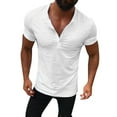 thumbnail image 2 of ylioge Mens Short Sleeve T Shirts Casual Pullover Button Crewneck Tees Tops Athletic Workout Quick-Drying Solid Basic Stretchy Slim Running Tshirts, 2 of 7
