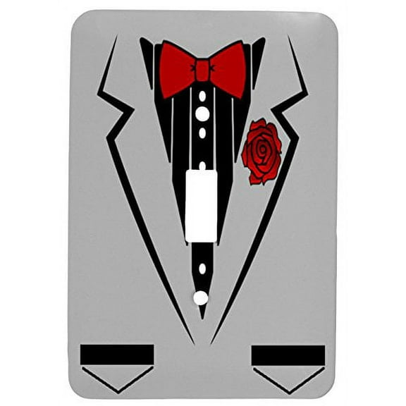 Single Toggle Metal Light Switch Cover with Tuxedo Design