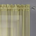 thumbnail image 2 of Woven Trends Crystal Sheer Voile Curtain Panels - Solid Rod Pocket Window Treatments with Light Filtering Sheers for Living Room, Bedroom Drapes 2-Pack Panels, 52"W x 95"L, Green, 2 of 5