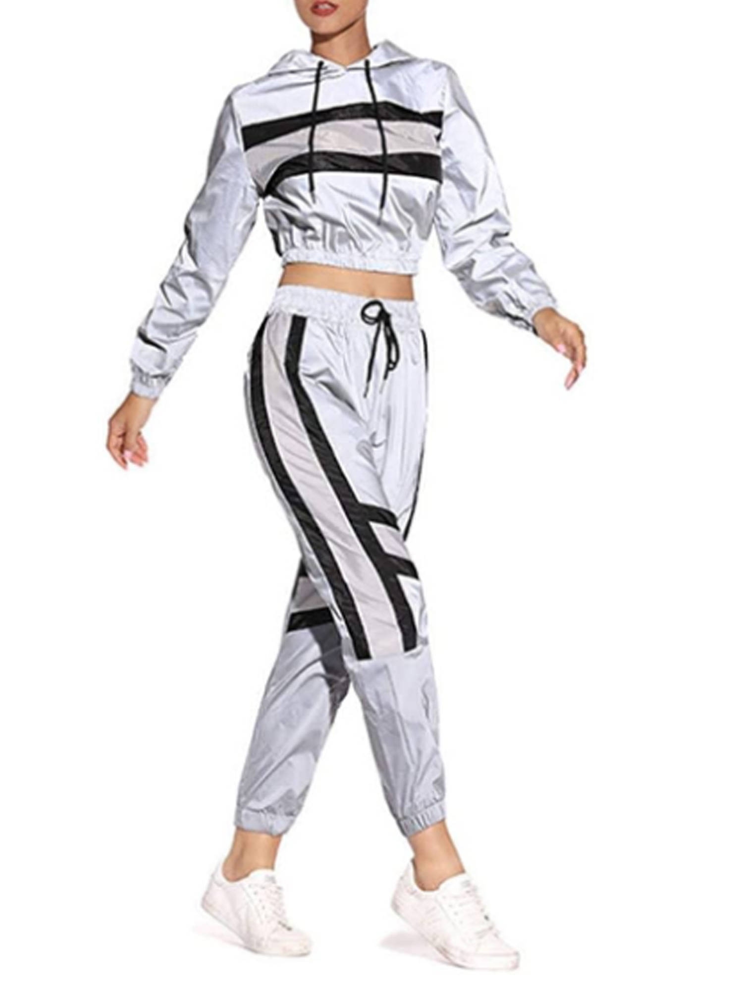 Listenwind SDD Women Reflective Tracksuit Lightweight Windbreaker Hooded Jacket Sweatpants - image 1 of 6