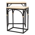 thumbnail image 2 of Claudette Set of 2 Rattan Accented Wood & Metal Rectangle Side Tables, 2 of 10