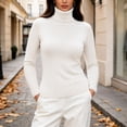thumbnail image 2 of yillto Womens Turtleneck Sweater Ribbed Knit Slim Pullover Long Sleeve Fall Fitting Mock Neck Sweaters, 2 of 4