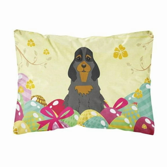 Carolines Treasures Easter Eggs Cocker Spaniel Black Tan Canvas Fabric Decorative Pillow 12H x16W multicolor
