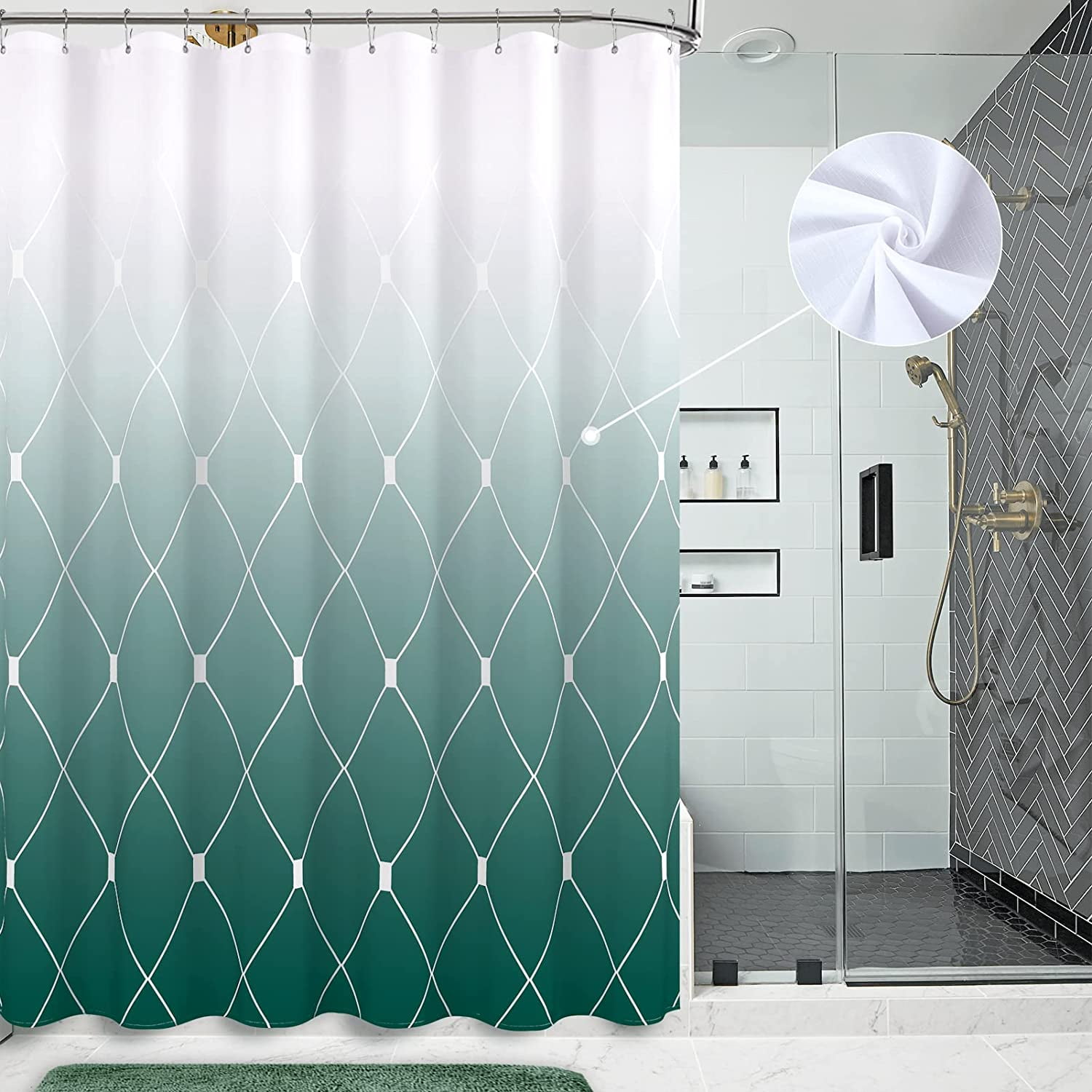 Ombre Shower Curtains Aqua Shower Curtain with Rings Ocean Beach Theme