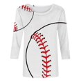 thumbnail image 4 of Women's Fashion 2024 Y2K Tops Dressy Casual 3/4 Sleeve Tunic Tops Loose Fit Flowy Round Neck Blouse Basic Tees for Sports Summer Clothes for Teen Girls Baseball Graphic Tops Vintage White T Shirts L, 4 of 5