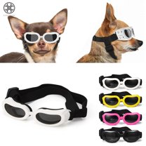 Luxtrada Dog Sunglasses Dog Goggles Pet Glasses UV Protection Sunglasses Eye Wear Protection with Adjustable Strap for Small Dog White