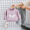 thumbnail image 2 of NIEWTR Toddler Baby Girl Clothes Contrast Color Long Sleeve Sweatshirt Tops and Casual Pants Fall Clothing Set Homewear Fall Winter Outfit Pajamas & Dailywear Set（Purple，3-4 Years）, 2 of 6
