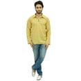 thumbnail image 5 of Atasi Indian Ethnic Men's Short Kurta Full Sleeve Collar Cotton Beige Shirt-Small, 5 of 6