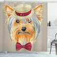 thumbnail image 1 of Ambesonne Yorkie Shower Curtain, Hipster Gentleman Dog, 69"Wx75"L, Apricot Multicolor, 1 of 3