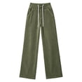thumbnail image 5 of ClodeEU Women's Drawstring Elastic High Waist Wide Leg Corduroy Pants,Solid Color Loose Casual Trousers With Pockets ,Women's Plus S, 5 of 7