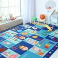 thumbnail image 2 of Dwelke Kids Rugs for Playroom ABC Educational Area Rug, Cute Cartoon Daycare Supplies, Kids Gift for Playroom Bedroom,5'x7'Blue, 2 of 4