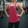 thumbnail image 5 of Chaleco deportivo sin mangas con cuello bajo en forma de T para mujer: top deportivo holgado de secado rápido y absorción del sudor, 5 of 5
