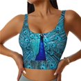 thumbnail image 1 of Balery Beautiful Blue Peacock Sujetadores deportivos con espalda cruzada para mujer, acolchados, sin costuras, de alto impacto, ideales para yoga, gimnasio, entrenamiento y fitness.-XX-Large, 1 of 8