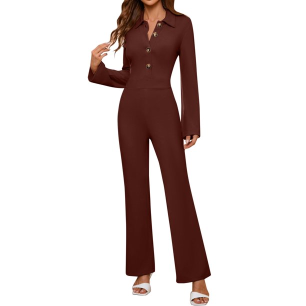 Gibobby Pantalones cortos Mono recto informal de cintura alta de otoño invierno para mujer(Café, XL)
